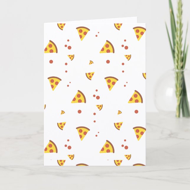 Funny Retro Pepperoni Pizza Minimalist Pattern Card (Front)