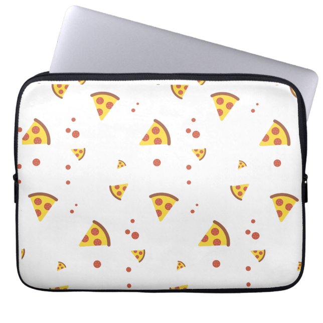 Funny Retro Pepperoni Pizza Minimalist Pattern Laptop Sleeve (Front)