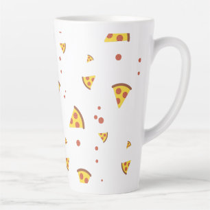 Funny Retro Pepperoni Pizza Minimalist Pattern Latte Mug