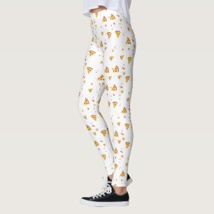 Funny Retro Pepperoni Pizza Minimalist Pattern Leggings