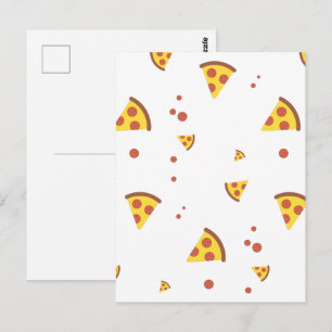 Funny Retro Pepperoni Pizza Minimalist Pattern Postcard