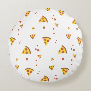 Funny Retro Pepperoni Pizza Minimalist Pattern Round Pillow