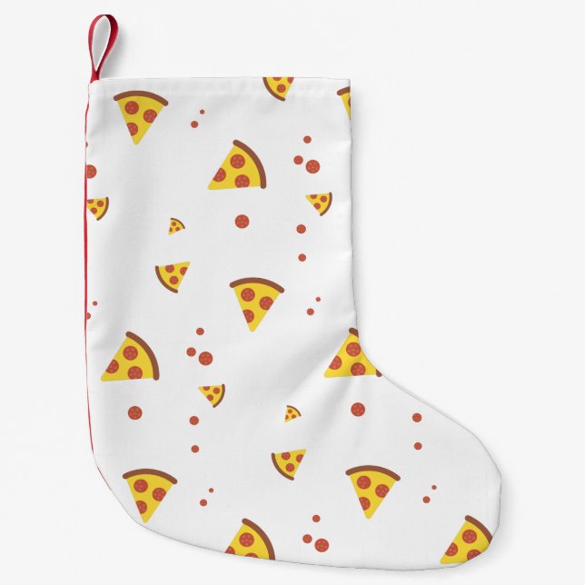 Funny Retro Pepperoni Pizza Minimalist Pattern Small Christmas Stocking (Front)