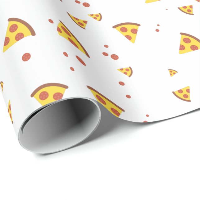 Funny Retro Pepperoni Pizza Minimalist Pattern Wrapping Paper (Roll Corner)