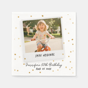 Funny Retro Photo 50th Fifty Birthday Gold  Napkin