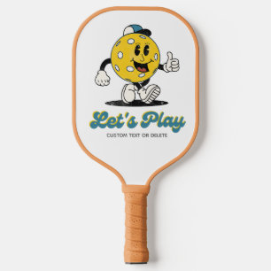 Funny Retro Pickleball Cartoon Mascot Personalized Pickleball Paddle