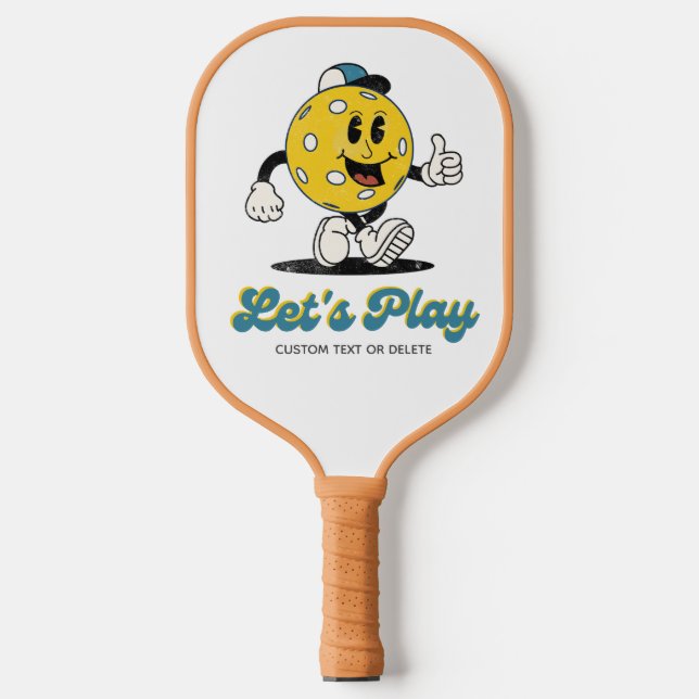 Funny Retro Pickleball Cartoon Mascot Personalized Pickleball Paddle (Front)