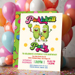 Funny Retro Pickleball Party Invitation<br><div class="desc">Cute and Funny Pickleball Birthday Party Invitations. Features two dill pickles dressed for the courts with visor and paddle rackets, surrounded by pickle balls with Hippie vibes retro fonts. Great for any age or gender! Also perfect for a fun get together with club members or a girls party. All wording...</div>