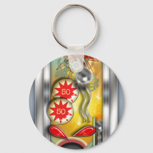 Funny Retro Pinball Machine Keychain