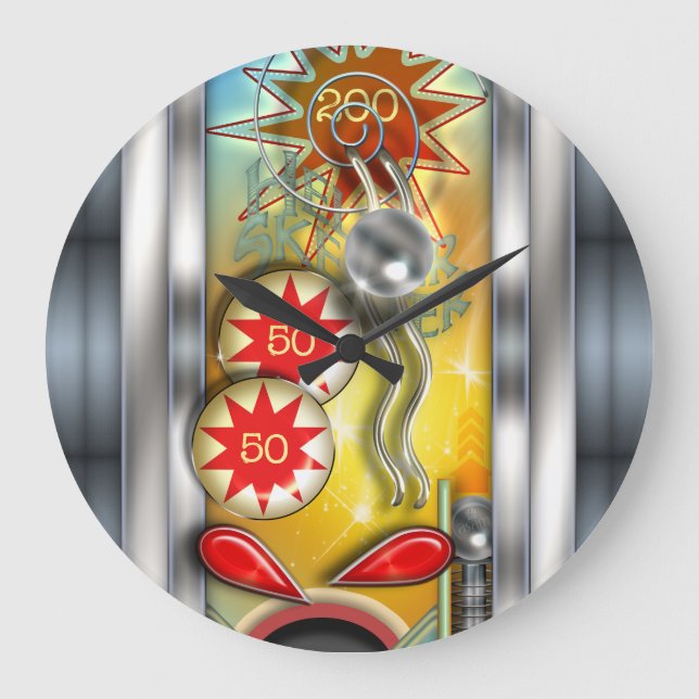 Funny Retro Pinball Machine Large Clock (Front)