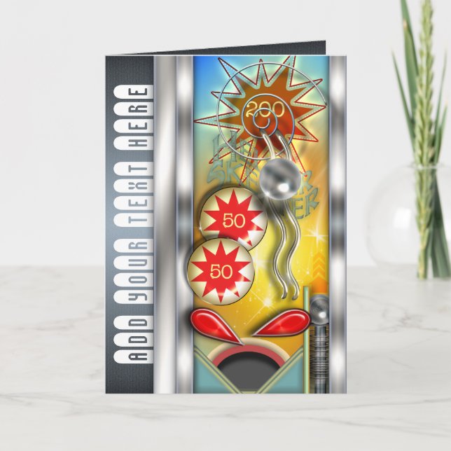 Funny Retro Pinball Machine Personalized Card (Front)