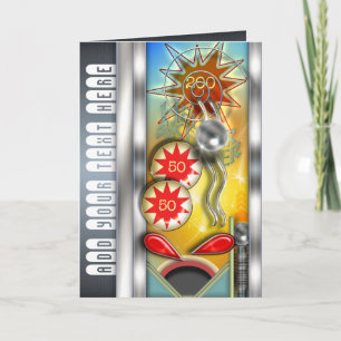 Funny Retro Pinball Machine Personalized Card