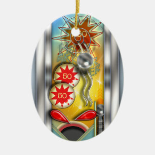 Funny Retro Pinball Machine Personalized Ceramic Ornament
