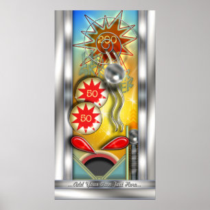 Funny Retro Pinball Machine Personalized Poster