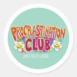 Funny Retro Procrastination Club Rainbow  Classic Round Sticker
