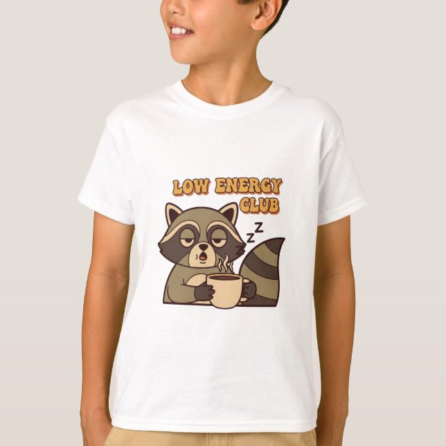 Funny Retro Raccoon Kids Low Energy T-Shirt (Devant)