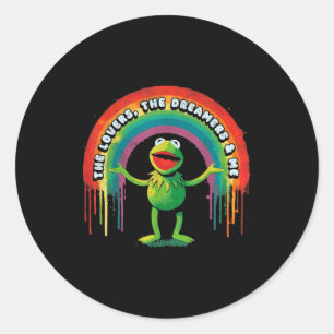 Funny Retro Rainbow Frog Connection The Lovers The Classic Round Sticker