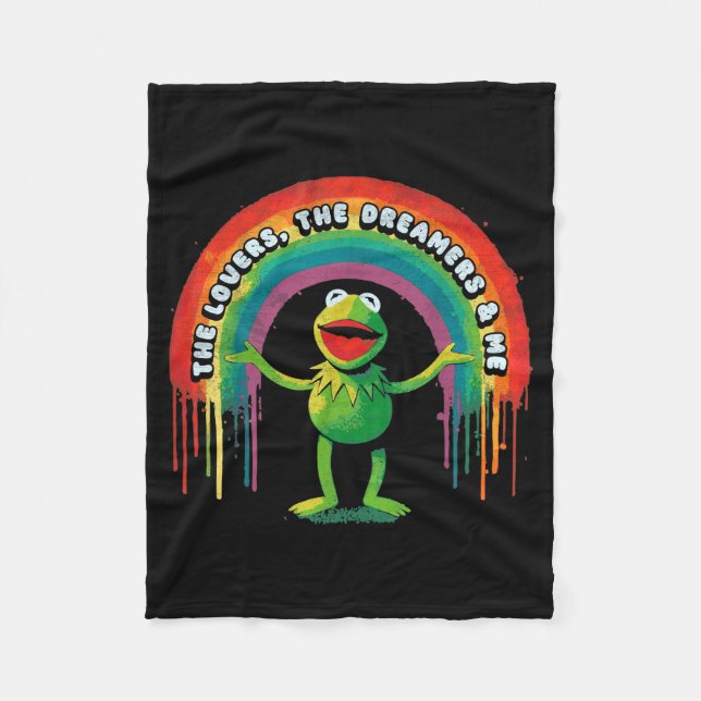 Funny Retro Rainbow Frog Connection The Lovers The Fleece Blanket (Front)