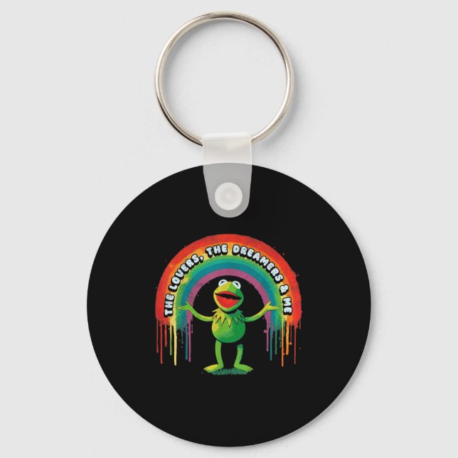 Funny Retro Rainbow Frog Connection The Lovers The Keychain (Front)