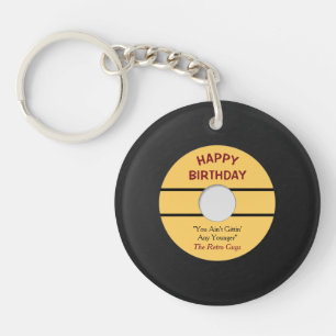 Funny Retro Record Birthday Keychain