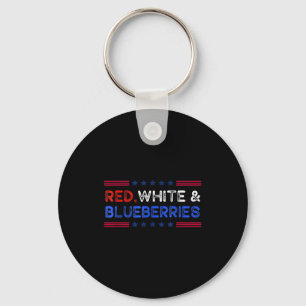 Funny Retro Red, White And Blueberries Patriot Keychain