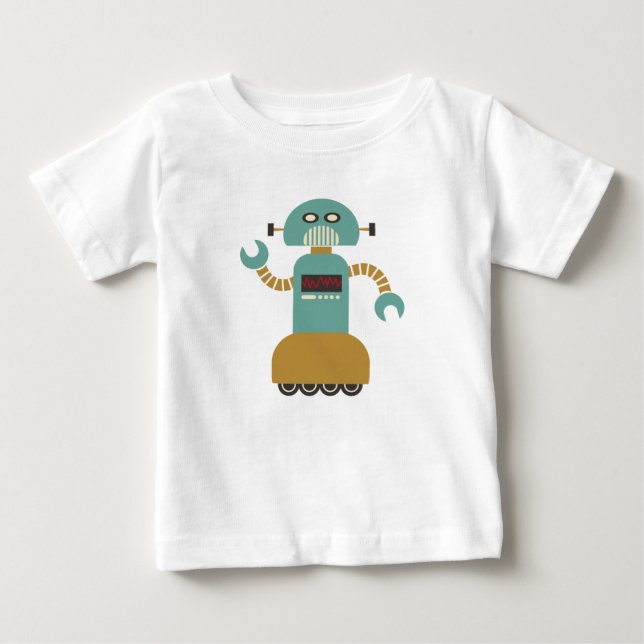 Funny Retro Roller Robot Baby T-Shirt (Front)