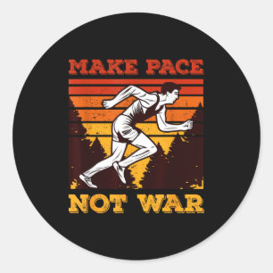 Funny Retro Runner Running Quote Gift - Make Pace Classic Round Sticker