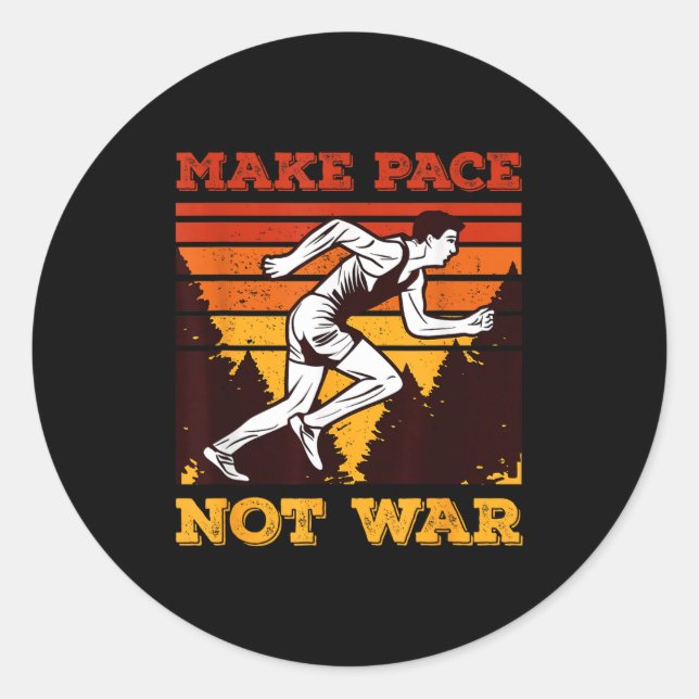 Funny Retro Runner Running Quote Gift - Make Pace  Classic Round Sticker (Front)