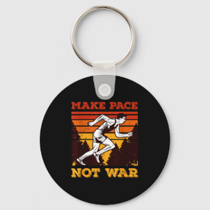 Funny Retro Runner Running Quote Gift - Make Pace  Keychain