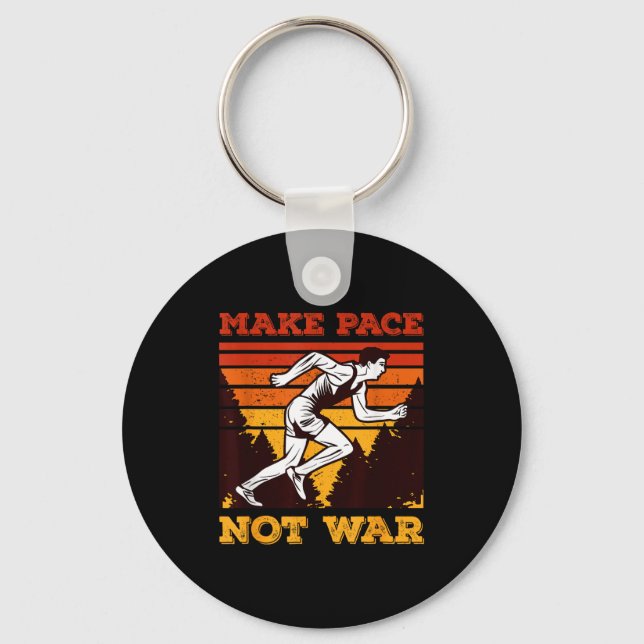 Funny Retro Runner Running Quote Gift - Make Pace  Keychain (Front)