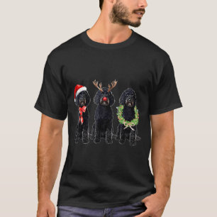 Funny Retro Santa Black Goldendoodle Dog Reindeer  T-Shirt