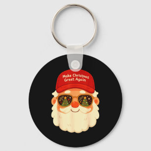 Funny Retro Santa Christmas Trump Xmas Men Women Keychain
