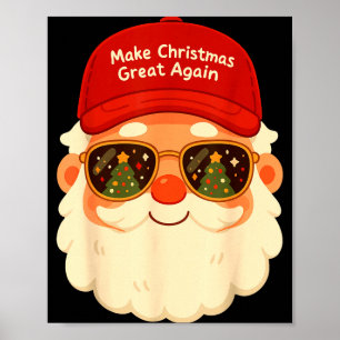 Funny Retro Santa Christmas Trump Xmas Men Women  Poster