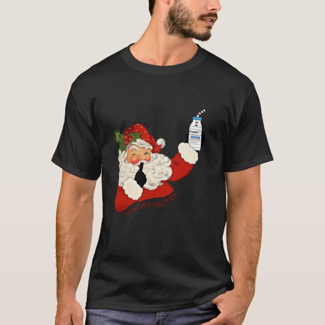 Funny Retro Santa s Helper Propofol NICU Nurses Ch T-Shirt (Front)
