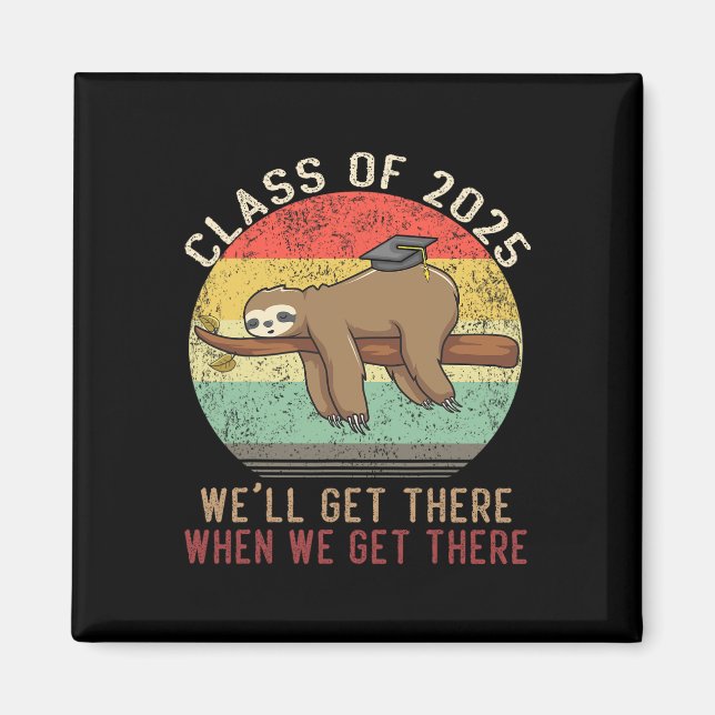 Funny Retro Senior Cl Of 2025 Sloth Cap Graduation Magnet (Front)