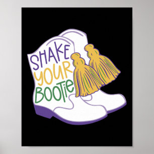 Funny Retro Shake Your Bootie Mardi Gras Costume N Poster