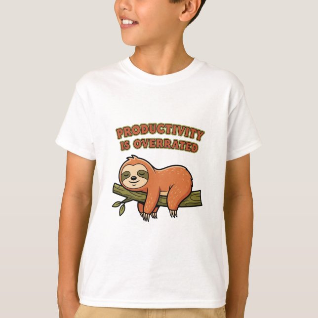 Funny Retro Sloth Kids Graphic T-Shirt (Devant)