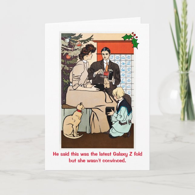 Funny Retro Smartphone Vintage Christmas Holiday Card (Front)