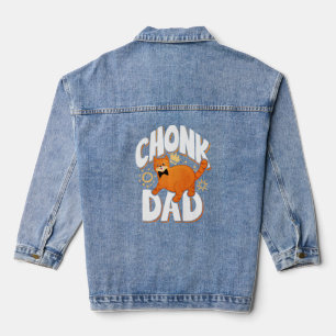 Funny Retro Style Chonk Dad Cat Meme  Denim Jacket