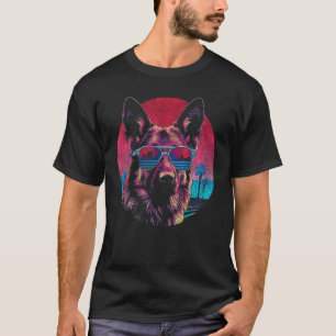 Funny Retro Style German Shepherd Wearing Sunglass T-Shirt