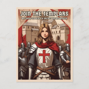 Funny Retro Style Medieval Templar Knight Humour Postcard