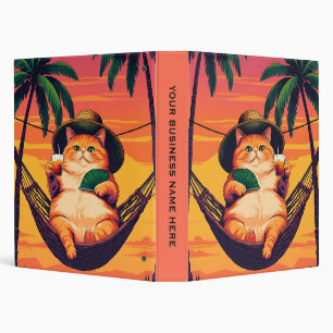 Funny Retro Summer Cat Vacation Binder