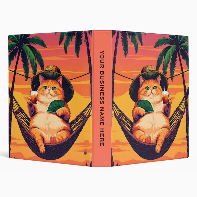 Funny Retro Summer Cat Vacation Binder (Background)