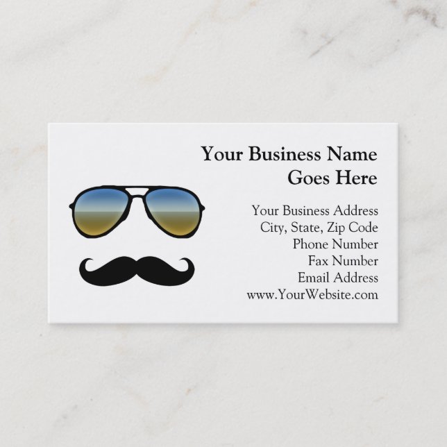 Funny Retro Sunglasses with Moustache Business Card (Front)