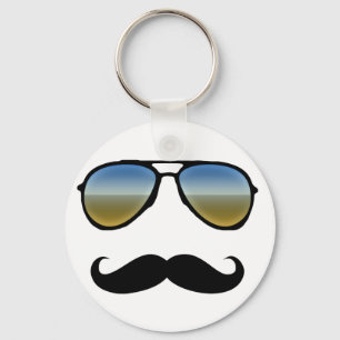 Funny Retro Sunglasses with Moustache Keychain