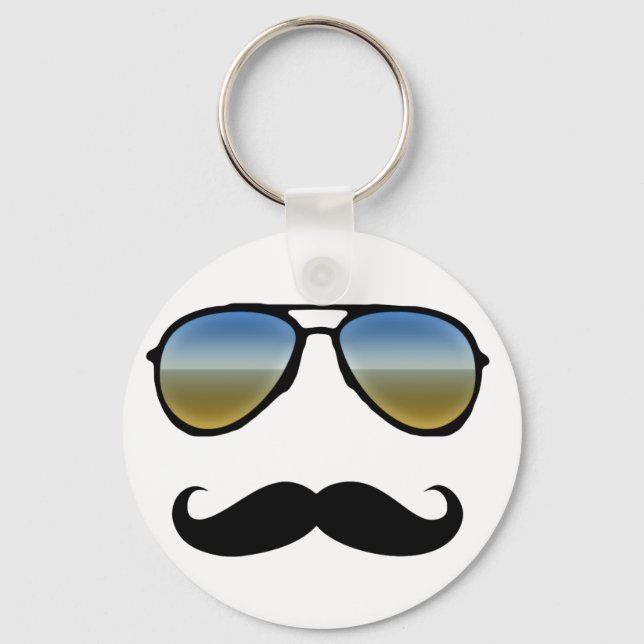 Funny Retro Sunglasses with Moustache Keychain (Front)