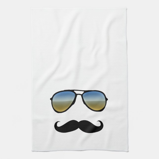 Funny Retro Sunglasses with Moustache Kitchen Towel (Vertical)