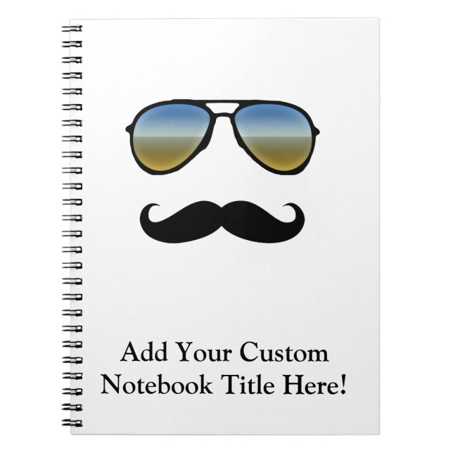 Funny Retro Sunglasses with Moustache Notebook (Front)