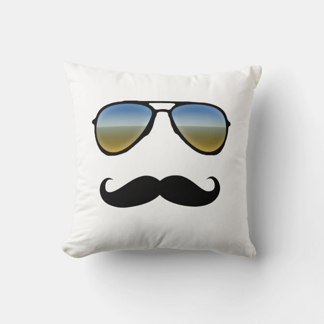 Funny Retro Sunglasses with Moustache Throw Pillow (Front)