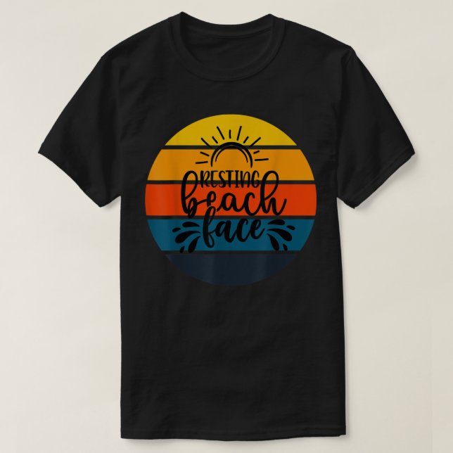 Funny Retro Sunset Resting Face Beach Cruise Summe T-Shirt (Design Front)